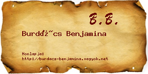 Burdács Benjamina névjegykártya